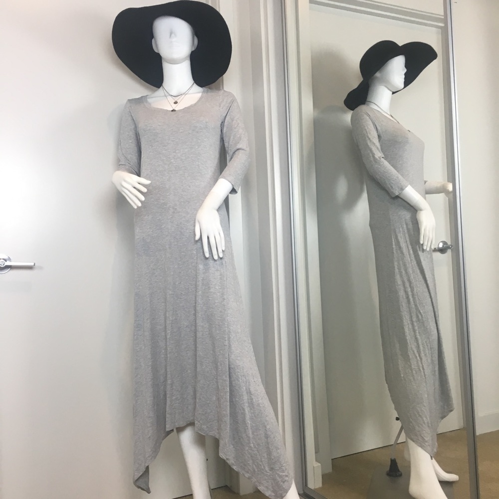Stylemint gray handkerchief hem maxi dress